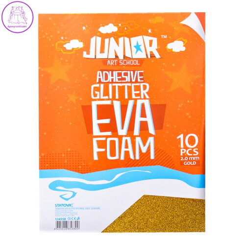 Dekorační pěna A4 EVA 10 ks zlatá samolepicí glitter 2,0 mm