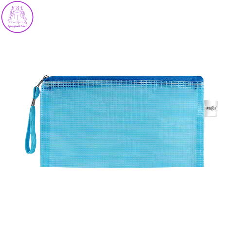 Síťovaná obálka se zipem PVC / DL, modrá