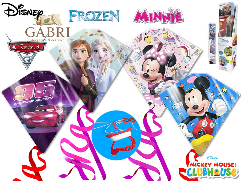 Disney drak létající 58,5x56cm 4druhy v sáčku 24ks v DBX