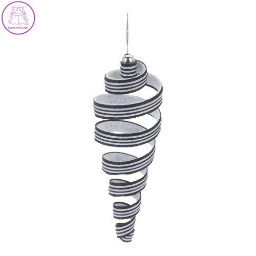 Vánoční ozdoby - látkové černo / bílé spirály 15 cm, set 2ks