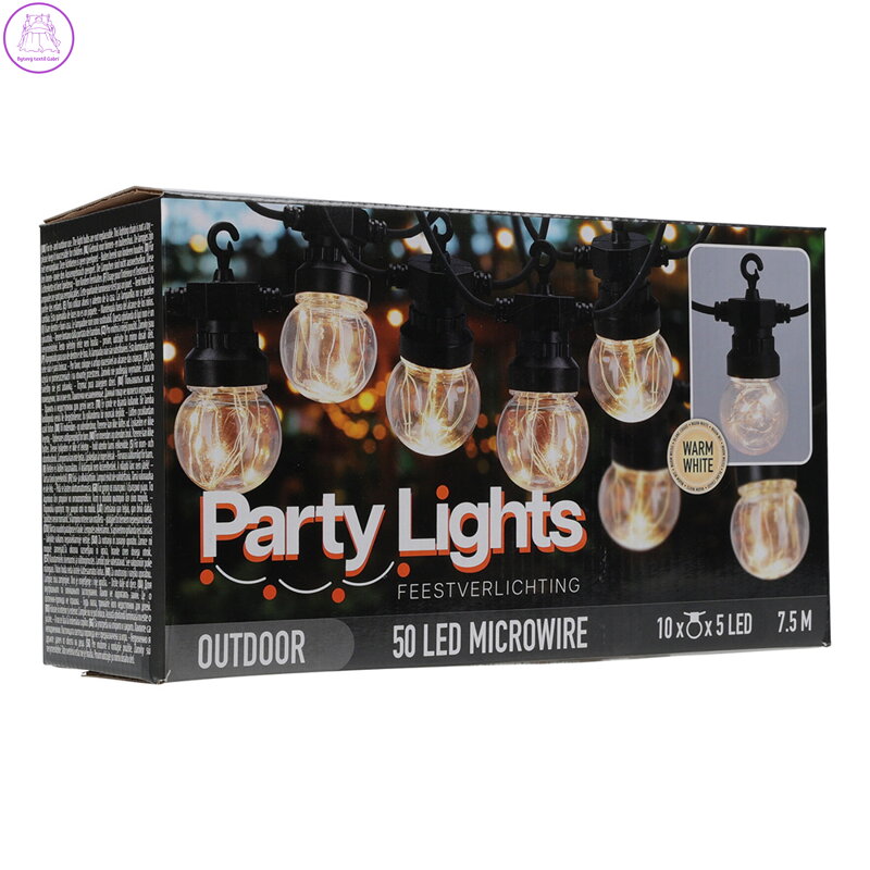 Párty osvětlení - řetěz 10 LED žárovek, teplá bílá, délka 7,5 m