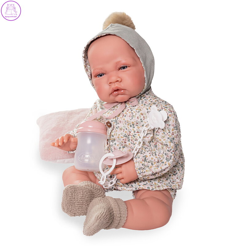 Novorozenecká panenka Lúa s čepičkou a bambulí, 42 cm