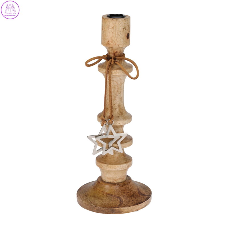 Dřevěný svícen 30 cm s hvězdou na provázku