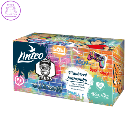 Kosmetické ubrousky Linteo TEENS 200 ks (2-vrstvé) bílé