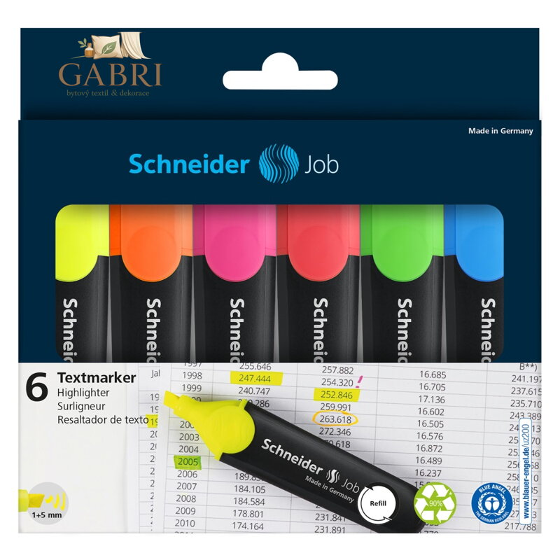 Zvýrazňovač Schneider Job - sada 6 originálů