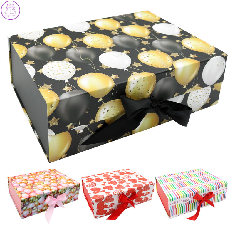 Dárková krabička s mašlí 33 x 25 x 12 cm (mix)