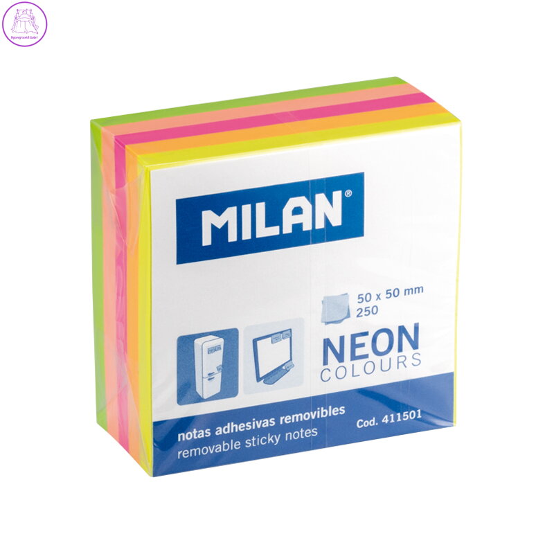 Blok lep MILAN Fluo colours neon 50 x 50 mm 250 l.