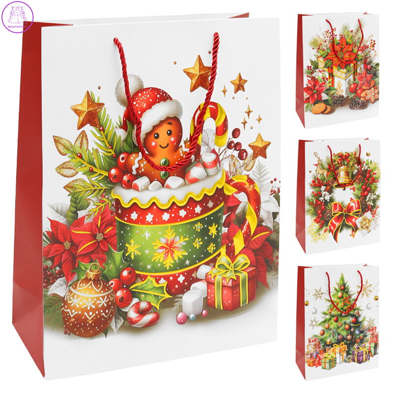 Dárková taška vánoční 99170 velikost L 31 x 12 x 40 cm (mix 4 vzorů)