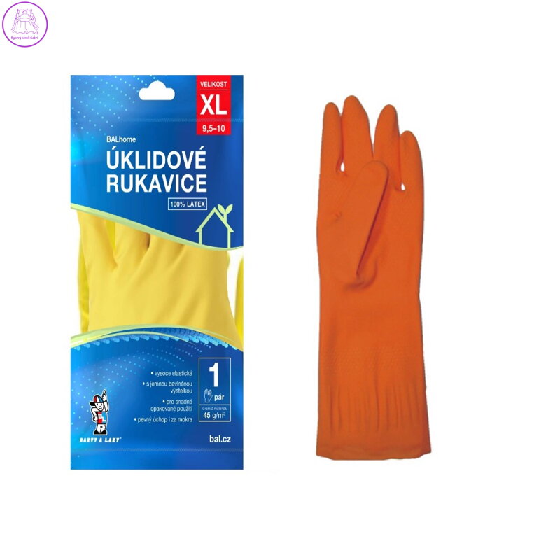 Rukavice latexové na úklid XL - žluté