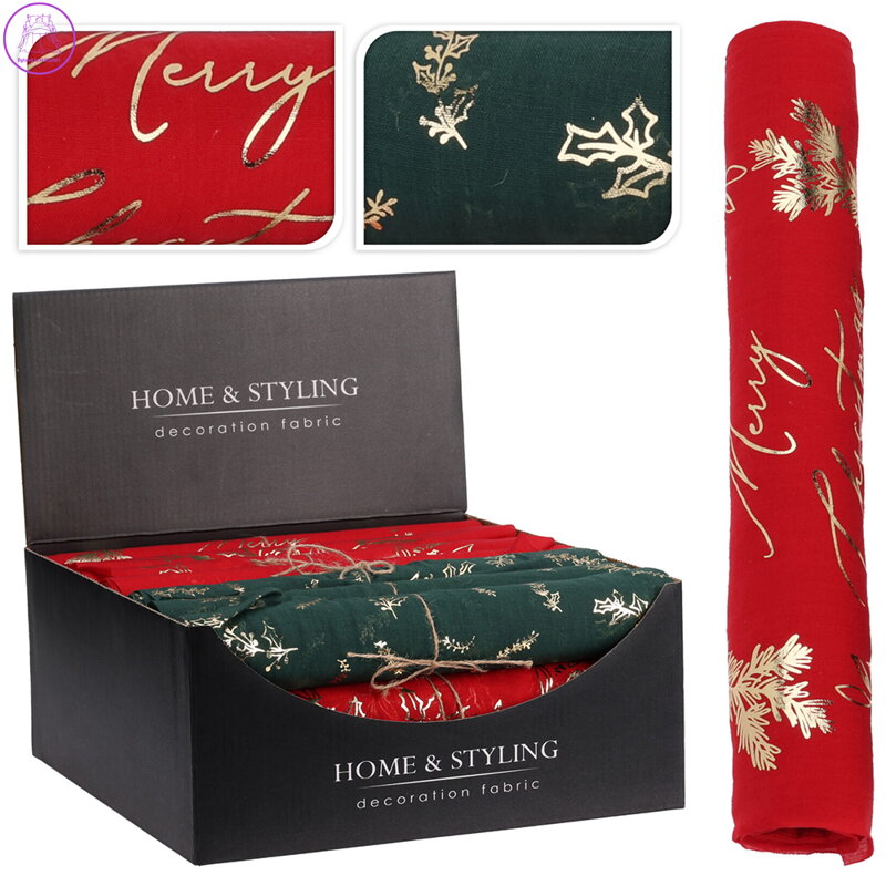 Organza látková 28x300 cm - potisk zlaté barvy (mix 2 barev / motivů)