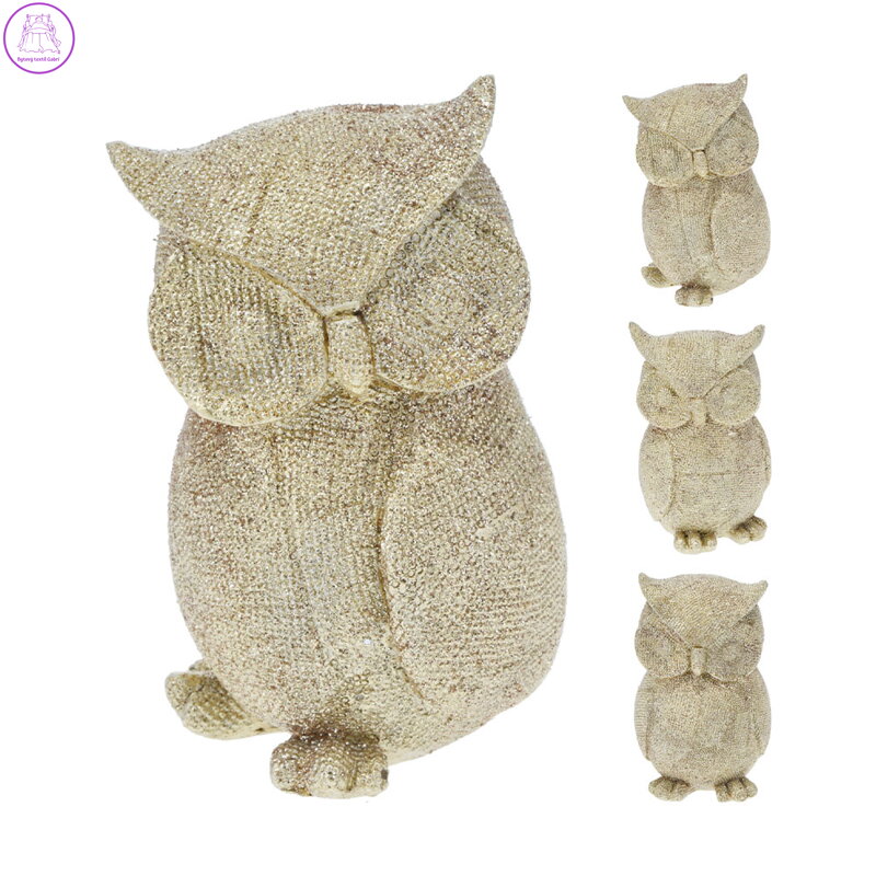 Figurka moudré sovy 12 cm, zlatá třpytivá barva (3 pózy v sedě)
