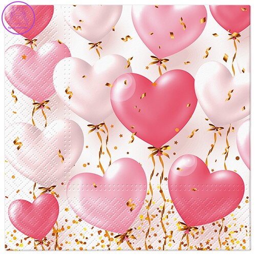 Ubrousky PAW L 33x33cm Heart Balloons Rose