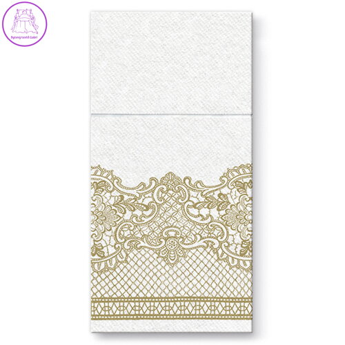 Kapsy na příbory PAW AIRLAID 40x40cm Royal Lace Gold, 25 ks/bal