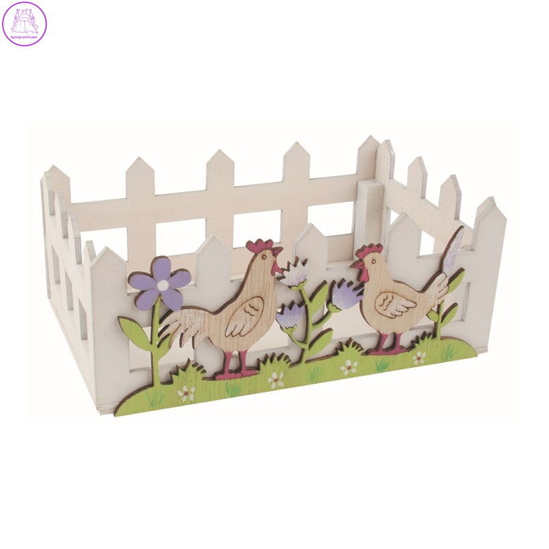 Dřevěná ohrádka Slepice bílá 16×6,5×10 cm