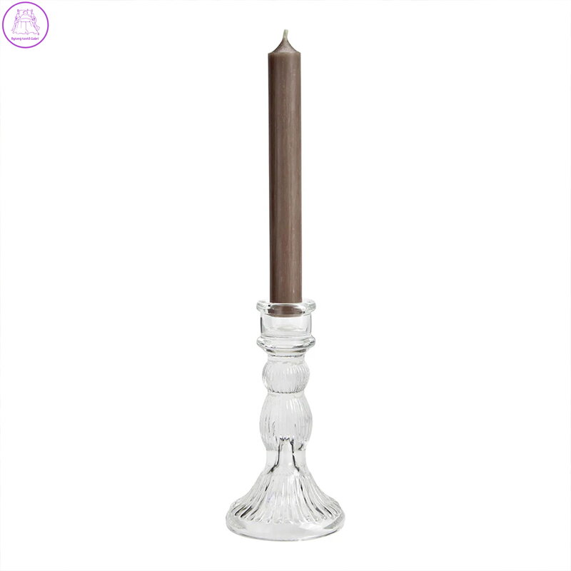 Svícen sklený /čirý 15 cm
