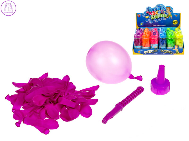Vodní bomby s plničkou 60ks v tubě 6barev 24ks v DBX