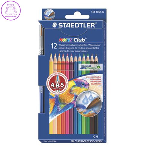 Akvarelové tužky, se štětcem, STAEDTLER "Noris Club", 12 různých barev