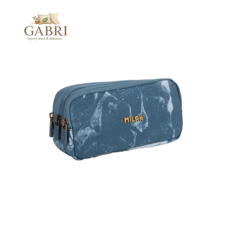 Pouzdro na pera MILAN 3-zipové, série Lava - modrý