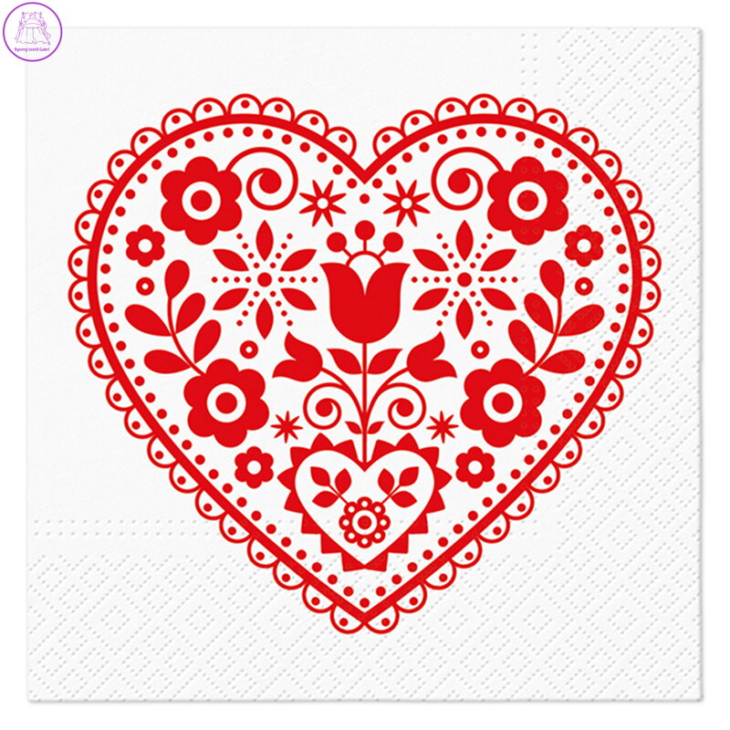 Ubrousky TaT 33x33 cm Folk Embroidery Heart