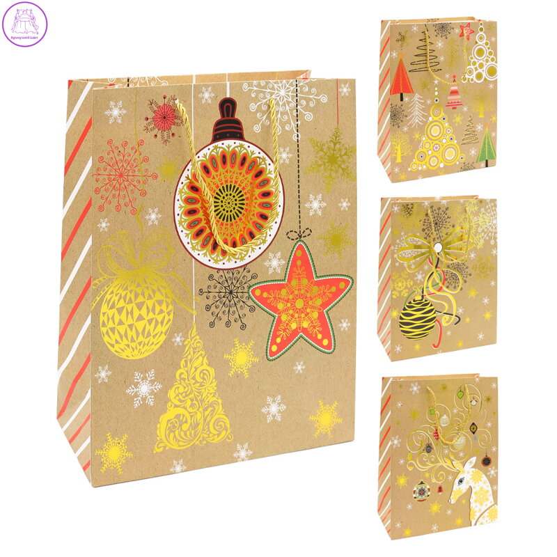 Dárková taška vánoční 9092 velikost M 26 x 10,5 x 32 cm (mix 4 vzorů)