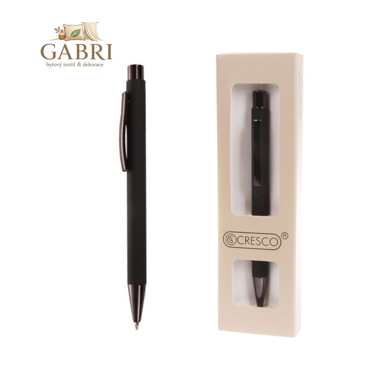 Pero kuličkové CITY černé v dárkové krabičce, modrá náplň