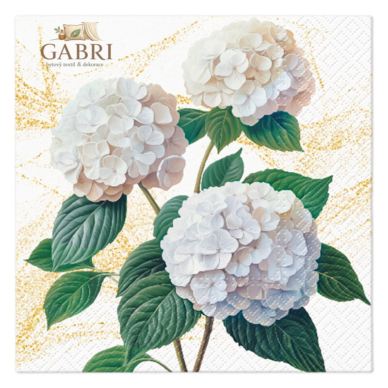 Ubrousky PAW L 33x33cm Romantic White Hydrangeas