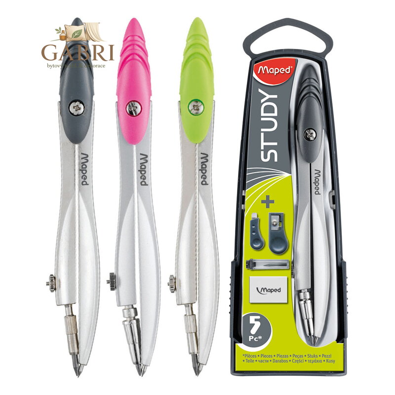 Kružítko MAPED "Study", 5-dílná sada, mix barev