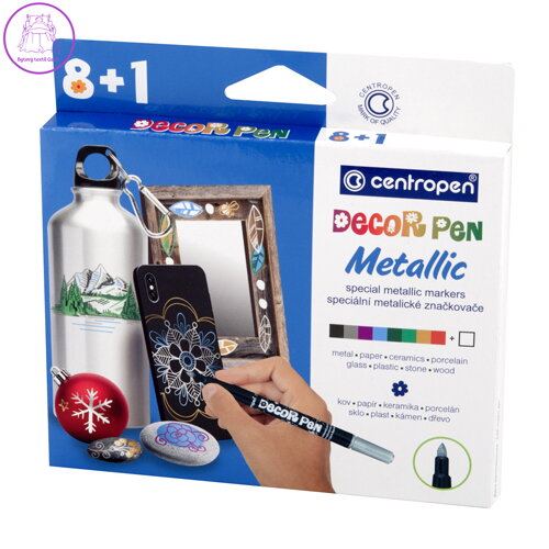 Dekorační popisovač CENTROPEN 2737 Decor Pen Metallic - sada 8 + 1 ks