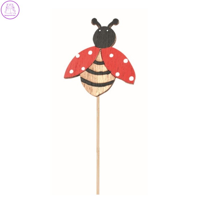 Beruška dřevěná na pružince 5 x 5,5 x 0,2 cm + špejle