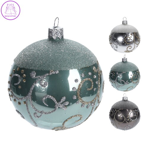 Vánoční koule - skleněná 100 mm, mix / 1ks