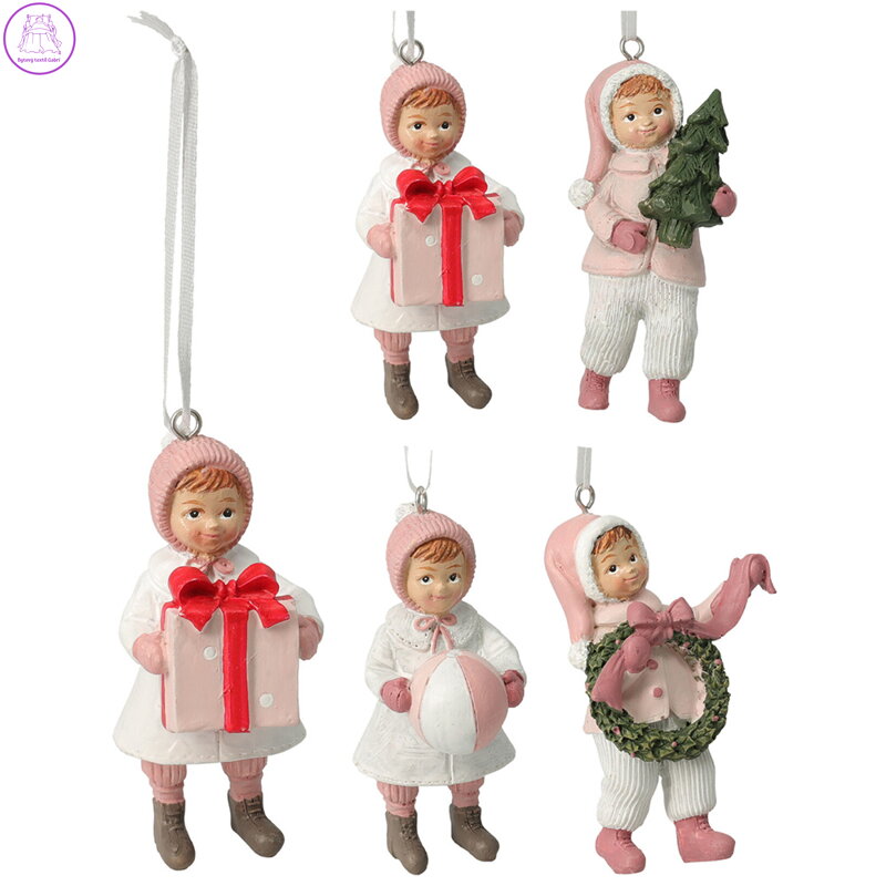 Vánoční figurka chlapec / dívka 90 mm na zavěšení (mix 4 vzorů /cena za 1 ks)