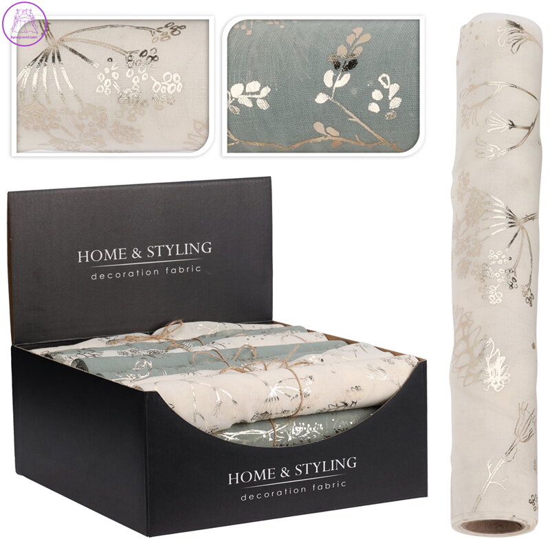 Organza látková 28x300 cm - potisk zlaté barvy (mix 2 barev / motivů)