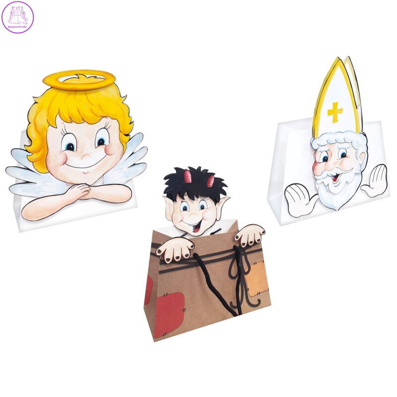 Papírová taška na mikulášskou nadílku 22 x 22 cm (mix 3 designů /cena za 1 ks)