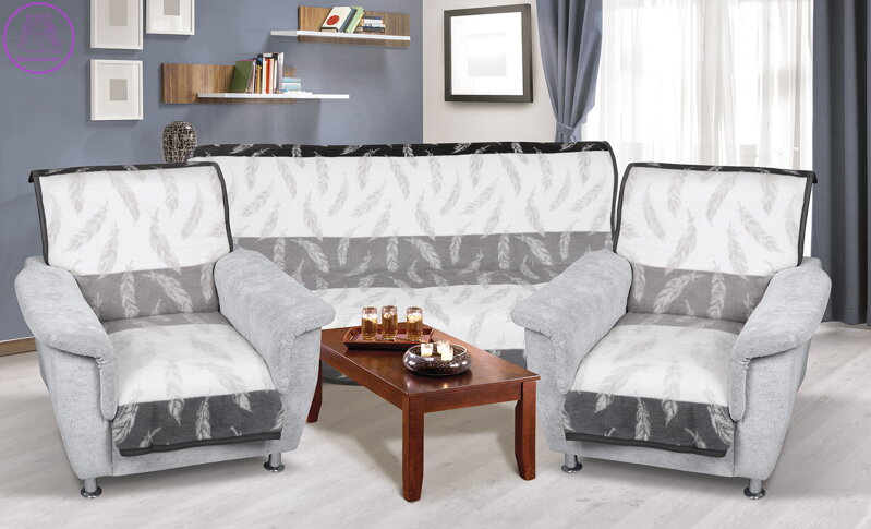 Přehoz na sedací soupravu Karmela 3+1+1 peříčko