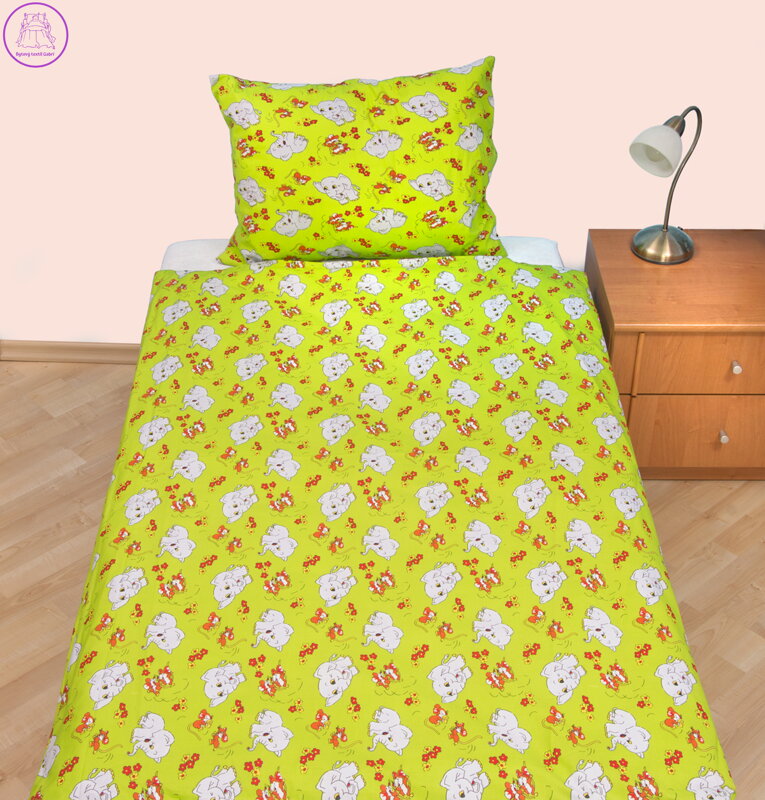 Povlečení dětské bavlna malá postýlka Slůně zelené