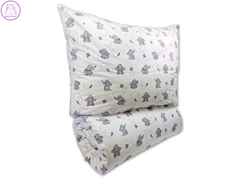 Krepové dětské povlečení 140x200, 70x90cm Slůně šedé