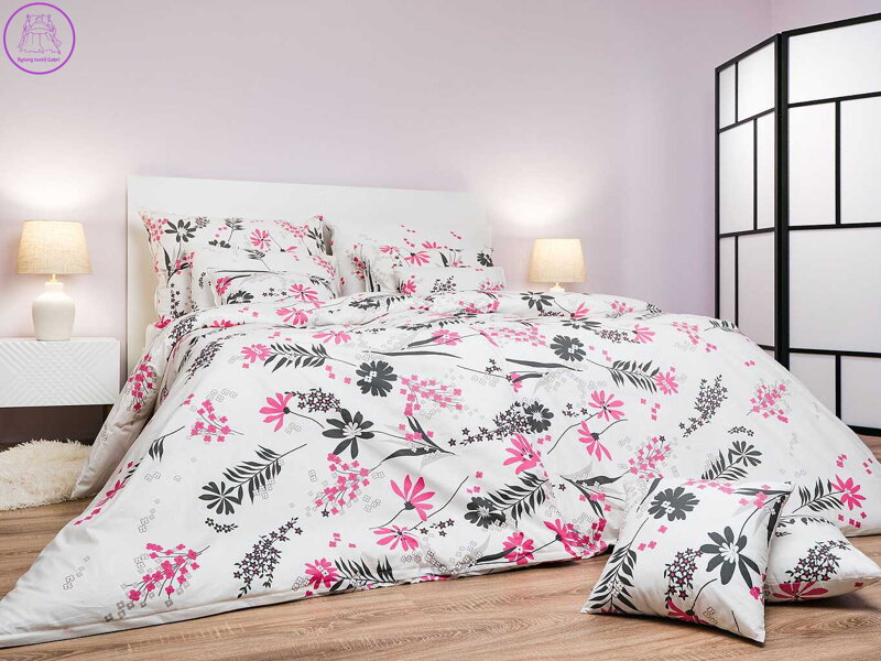 Povlečení bavlna Agáta růžová na bílém 140x200, 70x90 cm II.jakost