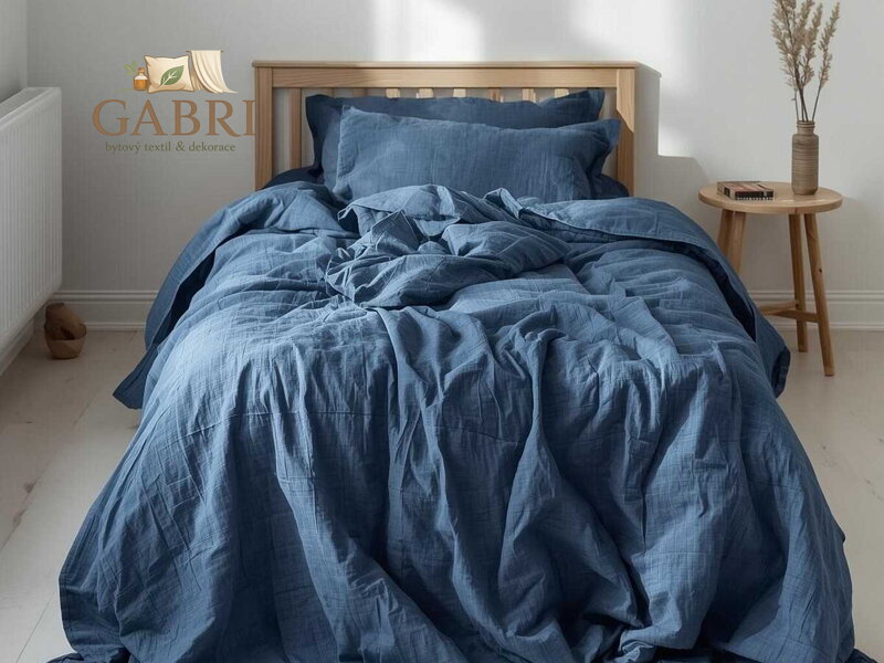 Povlečení mušelín Porcelánově modré 140x200, 70x90 cm