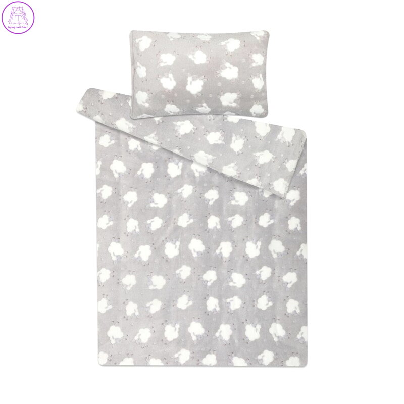 Svitap Povlečení mikroflanel do postýlky Ovečky světle šedé 90x135, 40x60 cm