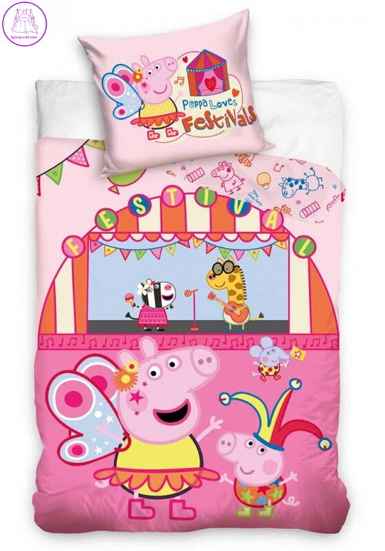 Carbotex Povlečení Prasátko Pepina Loutkové divadlo 140x200, 70x90 cm
