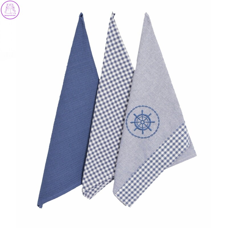 Forbyt Utěrky Káro a kruh modrá 45x70 cm 3 ks