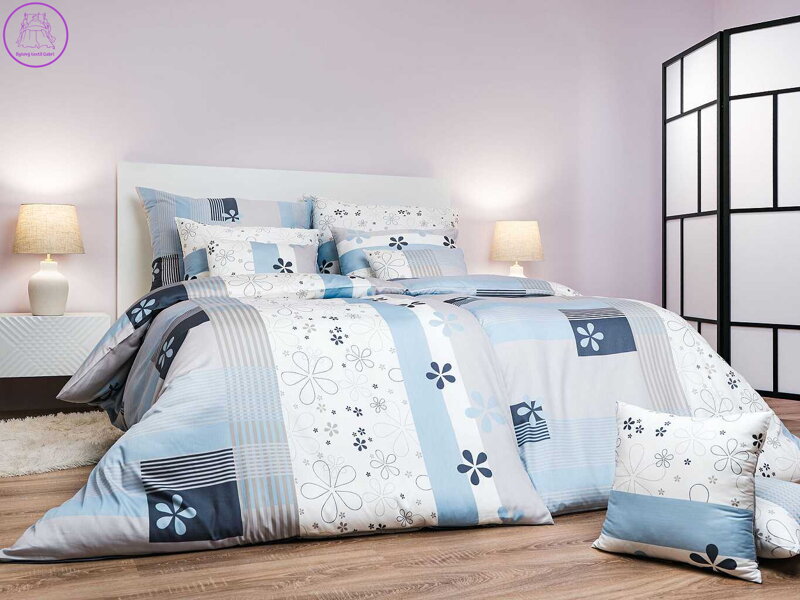 Dadka Povlečení satén Flér šedomodrá 140x200, 70x90 cm