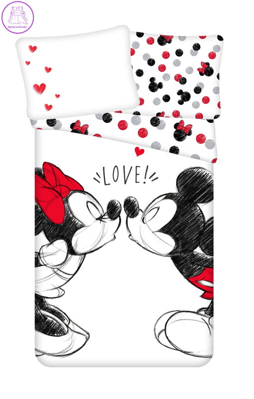 Jerry Fabrics Povlečení Mickey and Minnie Love 04 140x200, 70x90 cm