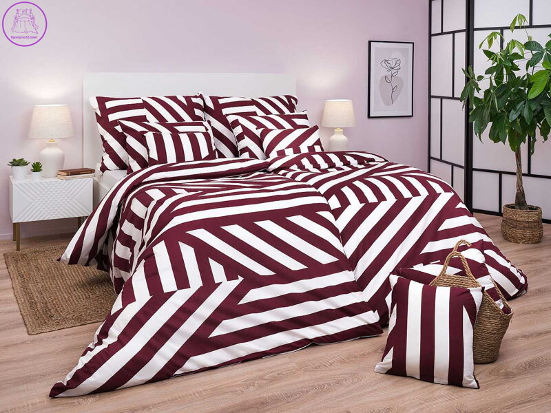 Dadka Povlečení bavlna Zebra bordó 140x200, 70x90 cm