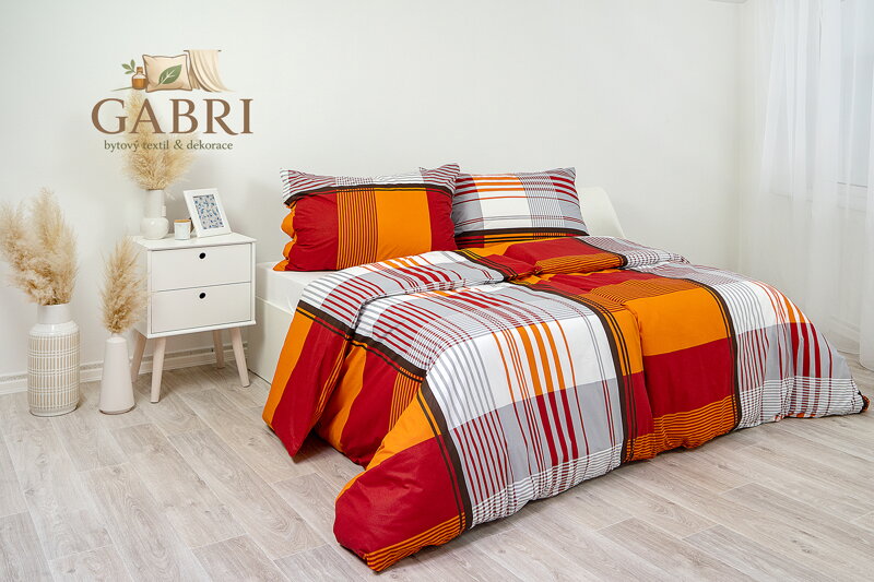 Ložní povlečení krepové Stanex Sofie oranžová (LS279), 140 x 220 + 90 x 70, Knoflíkové