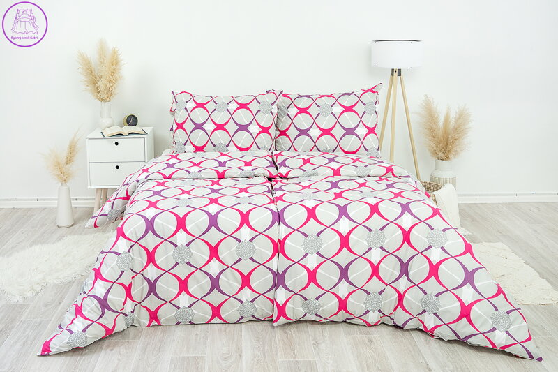 Ložní povlečení krepové Stanex elipsy šedé (LS231), 140 x 200 + 90 x 70, Knoflíkové