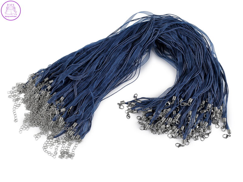 Víceřadá šňůrka s karabinkou z nerezové oceli délka 43 cm