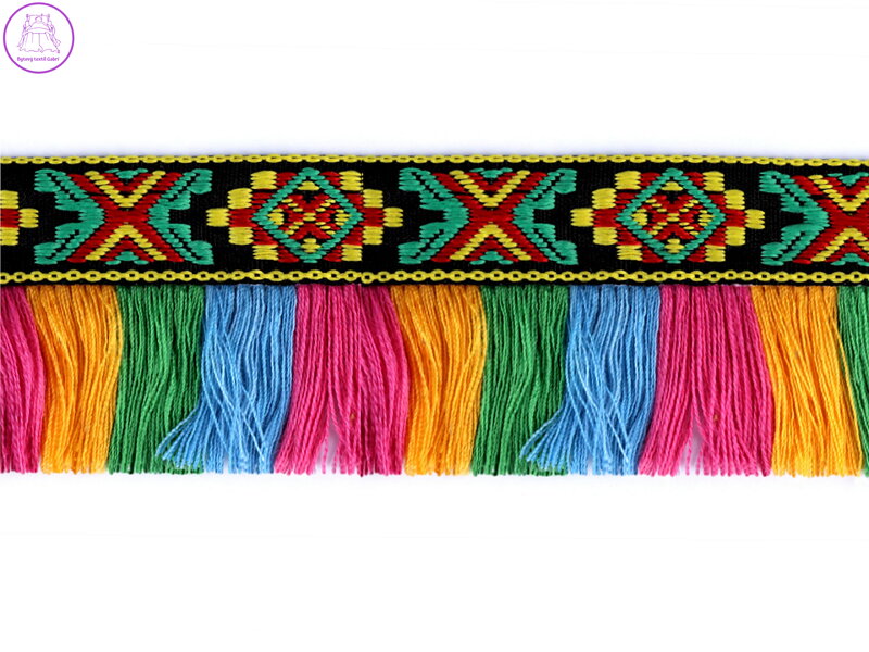 Prýmek indiánský s třásněmi šíře 45 mm