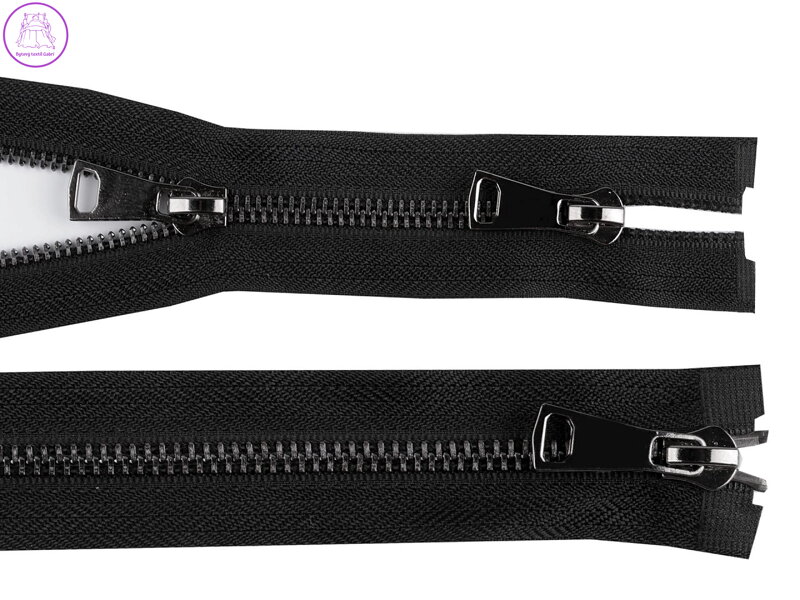 Zip kovový 5 mm dělitelný 2 jezdce / dvoucestný 50 cm