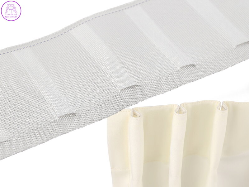 Řasící stuha na závěsy šíře 75 mm s poutky na kovové háčky